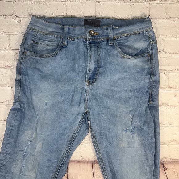Zara Man Light Wash Slim Fit Jeans Men’s Size 31 Distressed Denim Modern - Picture 3 of 7